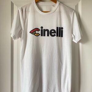 Cinelli White Short Sleeve Logo Tee with Red and Yellow Accent